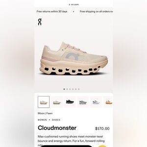 On cloudmonster running shoes